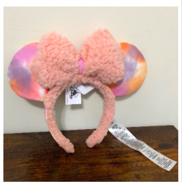 Disney Parks Fuzzy Sharpa Pink Tie Dye Minnie Mouse Ears Headband 2022 - Picture 4 of 5